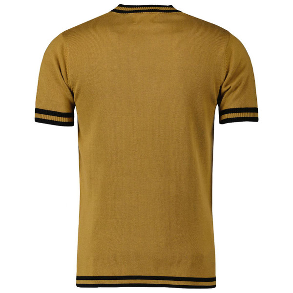 Madcap England Men's Moon Knitted Tipped Short Sleeve T-Shirt in Fall Leaf Caramel