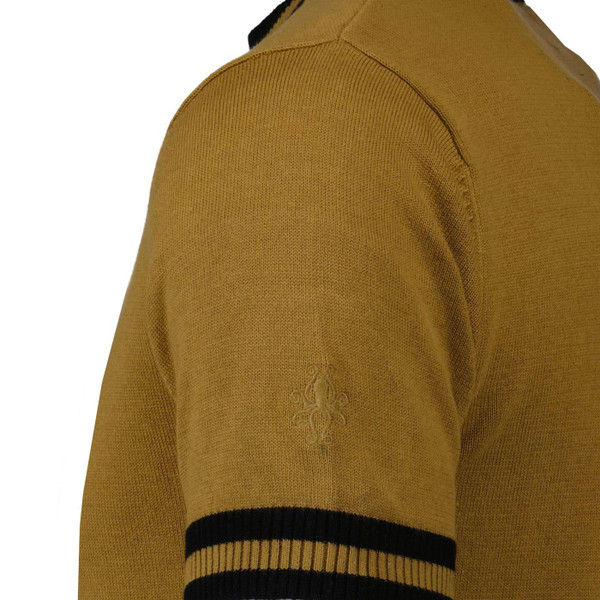 Madcap England Men's Moon Knitted Tipped Short Sleeve T-Shirt in Fall Leaf Caramel