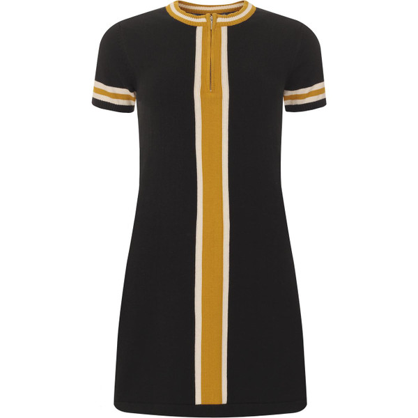 Madcap England Retro Mod 1960s Knitted Cycling Top Dress in Black and Yellow
