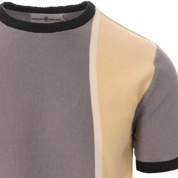 Madcap England Belmont Retro 60s mod Knitted Stripe Panel Tee in Weathervane