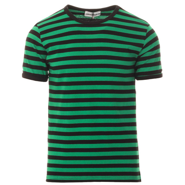 Madcap England Retrorocket 1960s Mod Short Sleeve Stripe Tee in Green/Black