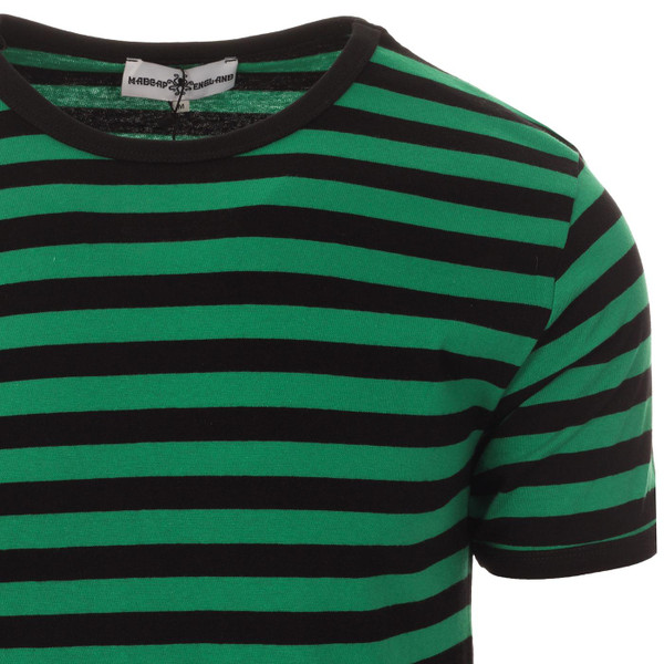 Madcap England Retrorocket Men's 60s Mod Short Sleeve Stripe Tee in Green/Black