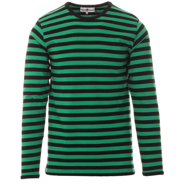 Madcap England Retrorocket 60s Mod Long Sleeve Stripe Tee in Green/Black