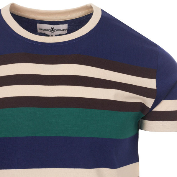 Madcap England Cosmo Retro Stripe T-shirt in Beacon Blue