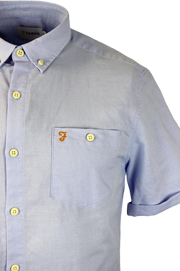 FARAH VINTAGE TRENT RETRO MOD RAMIE SHIRT ICE BLUE FARAH VINTAGE TRENT RETRO MOD RAMIE SHIRT ICE BLUE