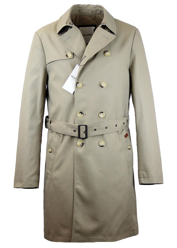 BEN SHERMAN RETRO MOD TWILL TRENCH COAT MOON BEN SHERMAN RETRO MOD TWILL TRENCH COAT MOON