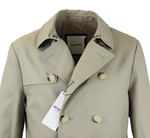 BEN SHERMAN RETRO MOD TWILL TRENCH COAT MOON BEN SHERMAN RETRO MOD TWILL TRENCH COAT MOON