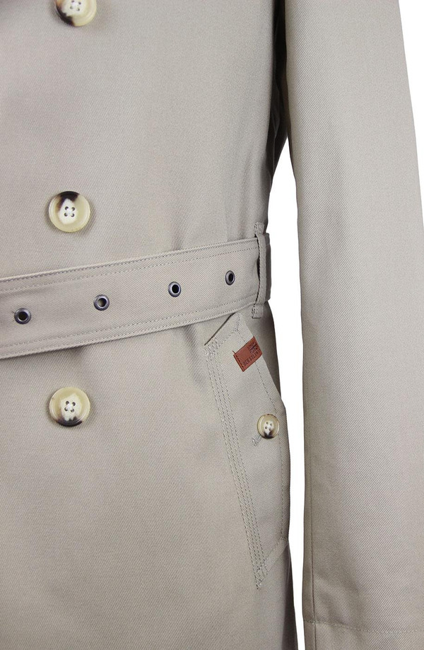 BEN SHERMAN RETRO MOD TWILL TRENCH COAT MOON BEN SHERMAN RETRO MOD TWILL TRENCH COAT MOON