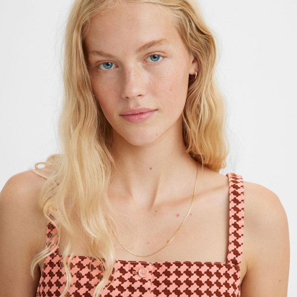 Levi's® Retro Button Through Houndstooth Crop Top in Cherry Pink