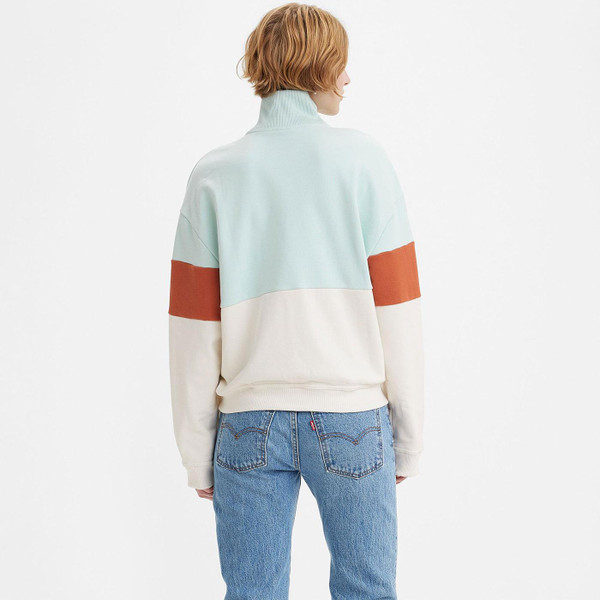 Levi's® Retro 1/4 Zip Colour Block Sweatshirt in Tofu/Pastel Blue A49350000