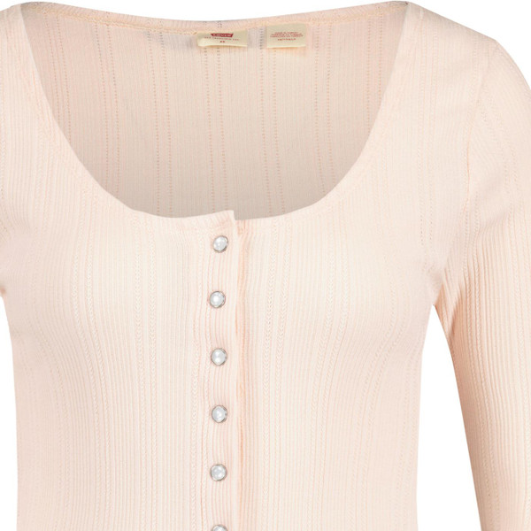 levis womens dry goods pointelle 3/4 sleeve top pearl blush pink