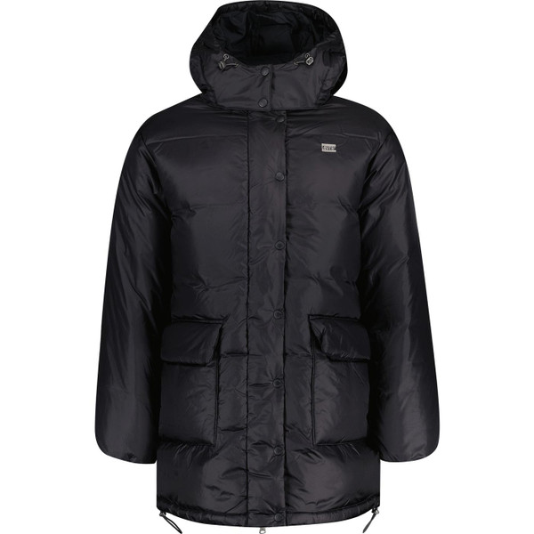 levis womens luna core mid length hooded puffer jacket caviar black