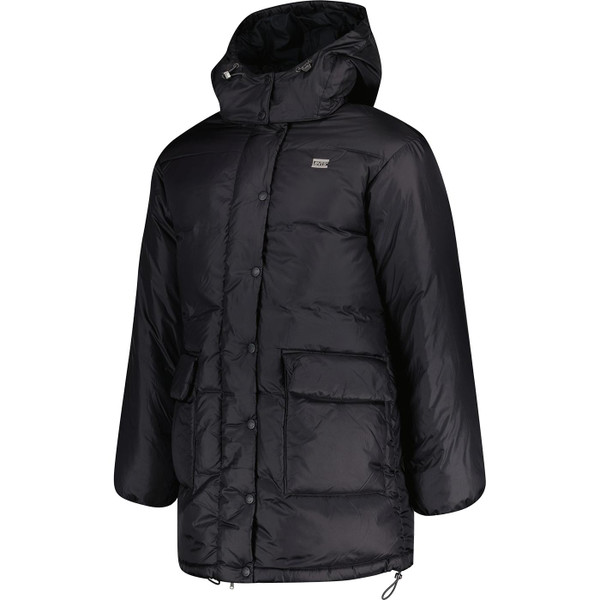 levis womens luna core mid length hooded puffer jacket caviar black