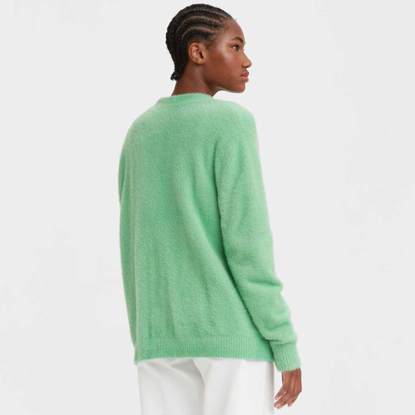 Levi's Women's Retro 1970s V-neck Cosy Textured Knit Dad Cardigan in Electric Green