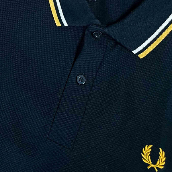 Fred Perry Men's Mod Twin Tipped Polo Shirt in Navy/Ecru/Yellow M3600 R81
