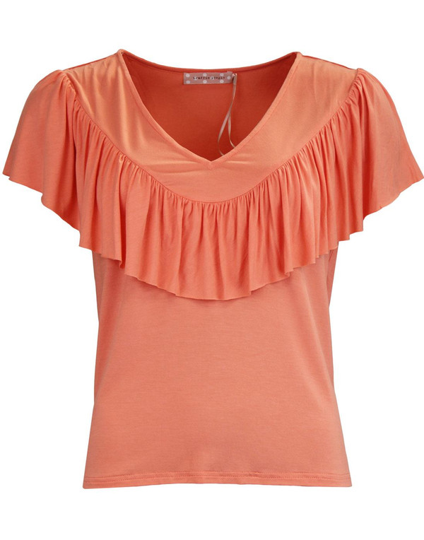traffic people thrill me retro frill top salmon