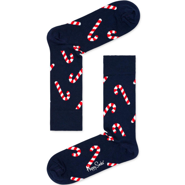 Happy Socks Candy Cane Retro Christmas Socks in Navy SCAN01-6500
