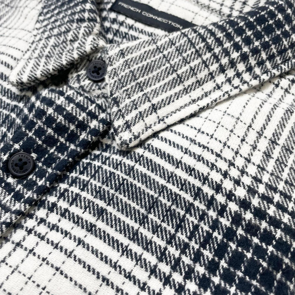 French Connection Mod Brushed Check Shirt in linen White 52TBO