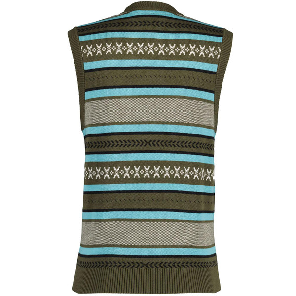 Lyle And Scott Glen Fair Isle Crew Neck Retro 1970s Tank Top in Olive KN1901V