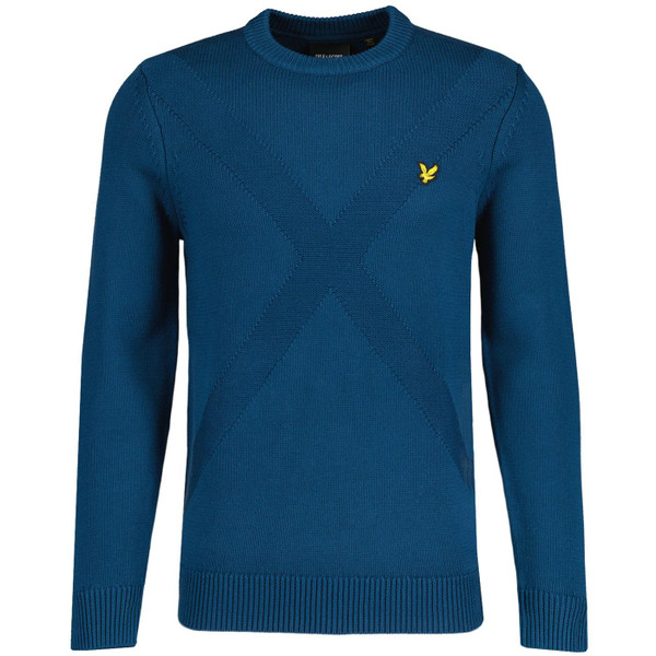 Lyle And Scott Retro 60s Textured Saltire Insignia Jumper in Apres Navy KN1908V