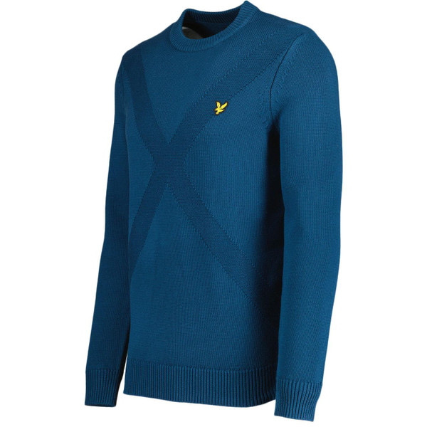 Lyle And Scott Retro 1960s Textured Saltire Insignia Jumper in Apres Navy KN1908V