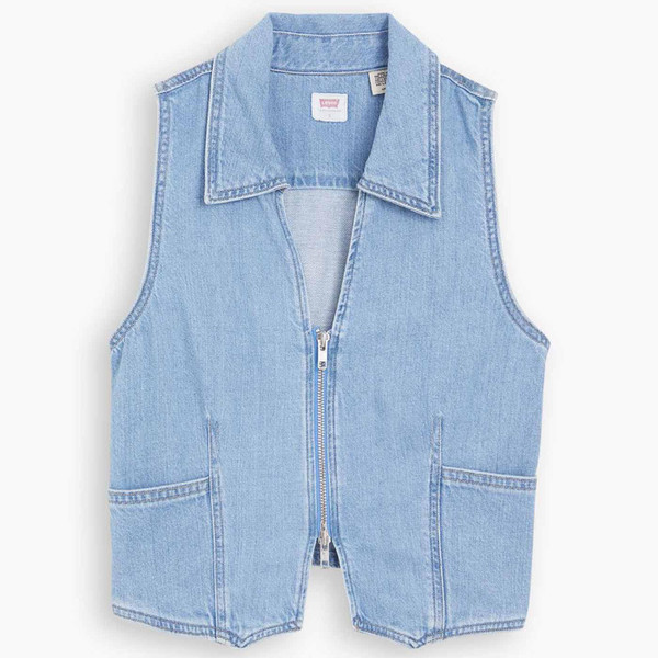 Levi's Lilou Retro 1970s Indie Denim Collared Vest in Blushing Don 4 Blue A59440000