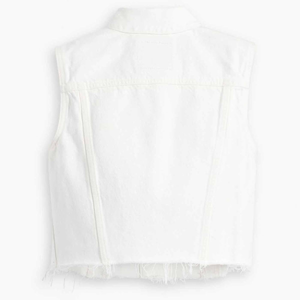 Levi's Retro 1970s Denim Vest In The Clouds Raw Hem White A48550001  