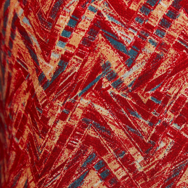 Louche Nayma Art Attack Print Long Sleeve Vintage 70s Midi Dress in Red