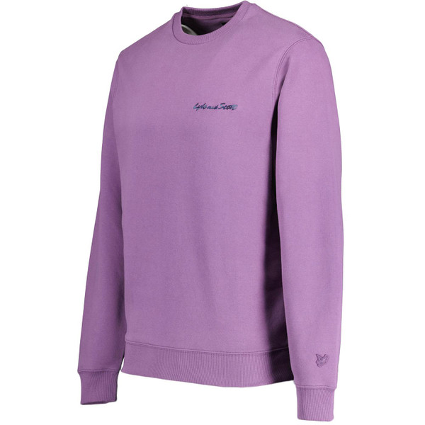 Lyle And Scott Crew Neck Retro 80s Embroidery Sweatshirt in Marsh Thistle ML1931V