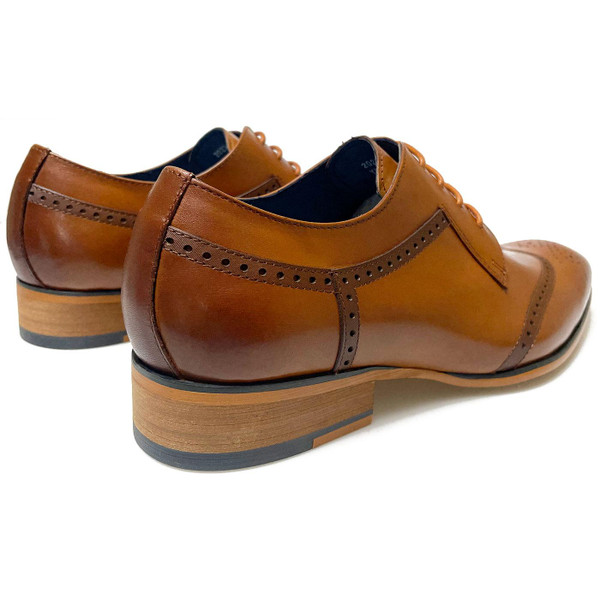 Paolo Vandini Nyland Men's Retro Stamp Wingtip Brogues in Tan Leather 