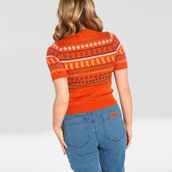 Hell Bunny Retro Vixey Foxy Fair Isle Autumn Retro Jumper