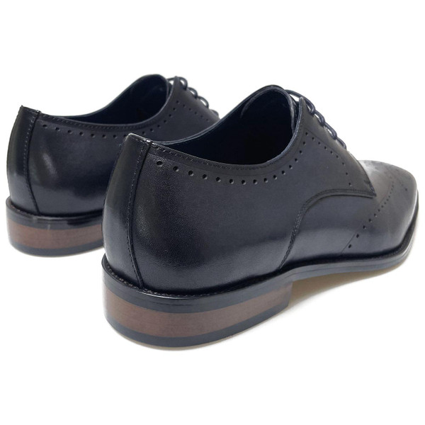 Paolo Vandini Kirklea Brogue Shoes in Navy Leather