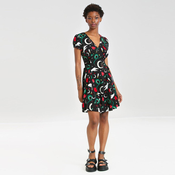 Hell Bunny Good Fortune Mini Dress in Black
