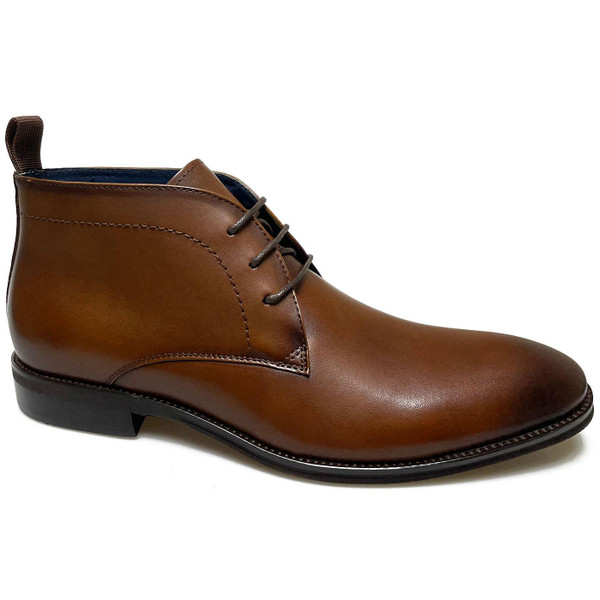 Paolo Vandini Medstead Mod Chukka Boots in Dark Tan Leather
