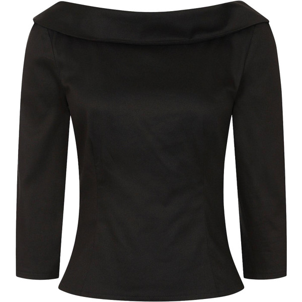 Collectif Womenswear Cordelia 3/4 Sleeve Top in Black
