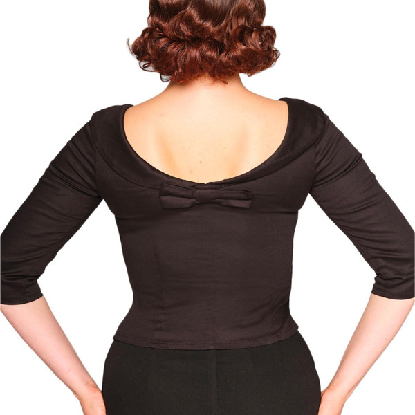 Collectif Womenswear Cordelia 3/4 Sleeve Top in Black
