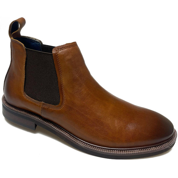 Paolo Vandini Medlyn 60s Mod Leather Chelsea Boots in Dark Tan