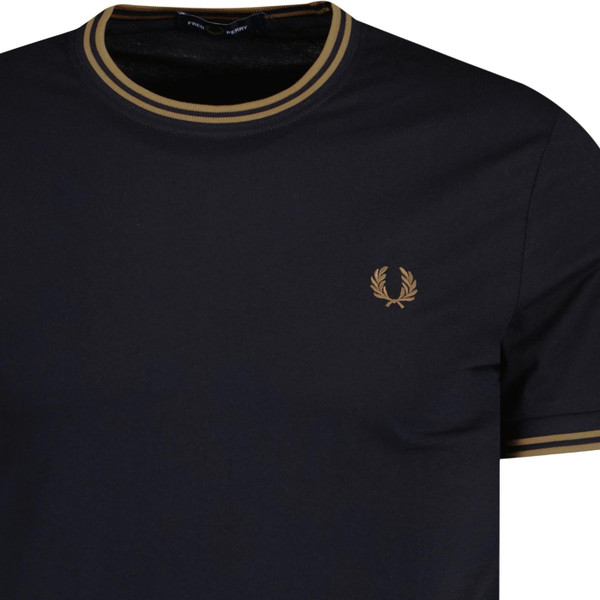 fred perry mens twin tipped cotton tshirt black shaded stone fred perry mens twin tipped cotton tshirt black shaded stone
