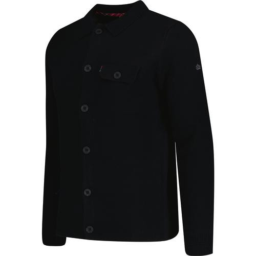 merc mens rathbone button through chest pocket collared cardigan dark navy