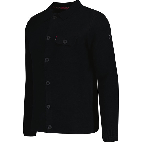 merc mens rathbone button through chest pocket collared cardigan dark navy