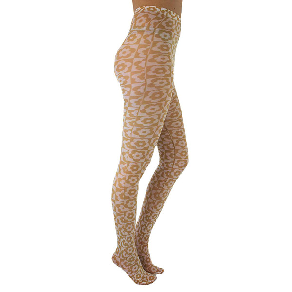 Pamela Mann Retro 60 Mod Floral Flower Checkerboard Printed Tights