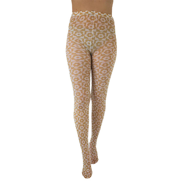 Pamela Mann Retro 60 Mod Floral Flower Checkerboard Printed Tights