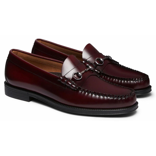 Pair of GH Bass Lincoln Easy Weejun Penny Loafers with Horse-Bit Chain in Wine Leather