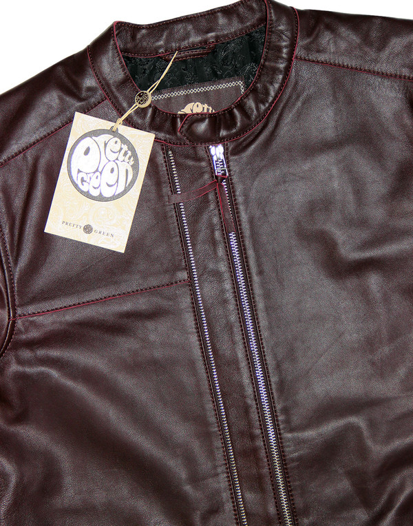 pretty green Addison leather biker jacket burgundy pretty green Addison leather biker jacket burgundy
