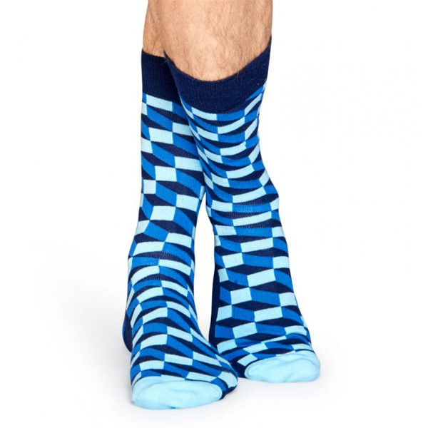 Happy Socks Filled Optic Retro 60s Pop Art Cube Socks in Navy and Blue