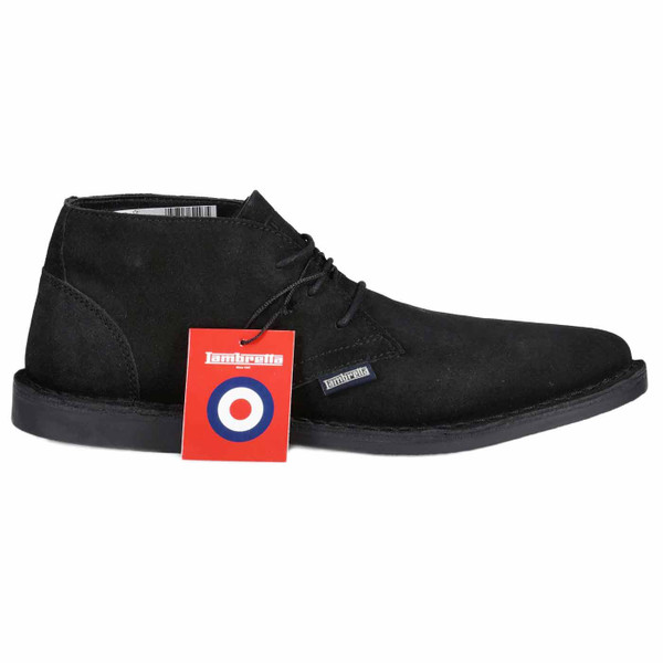 Lambretta Chiswick Retro Mod Suede Desert Boots in Black