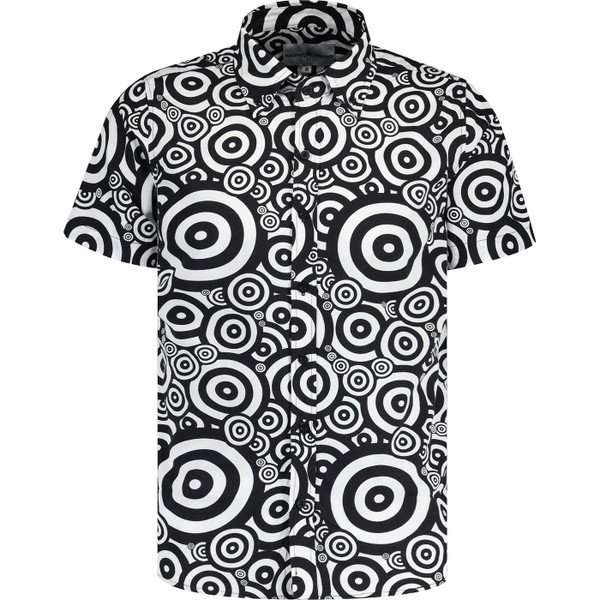 madcap england mens oz trip target print short sleeve shirt black white
