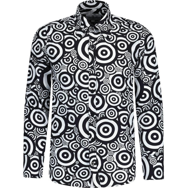 Madcap England Trip Oz Print 60s Mod Target Shirt in Black and White