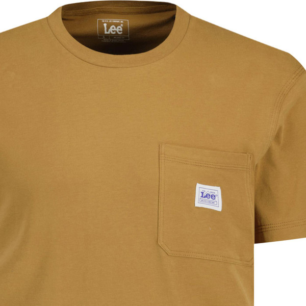lee jeans mens chest pocket crew neck relaxed tshirt tumbleweed brown