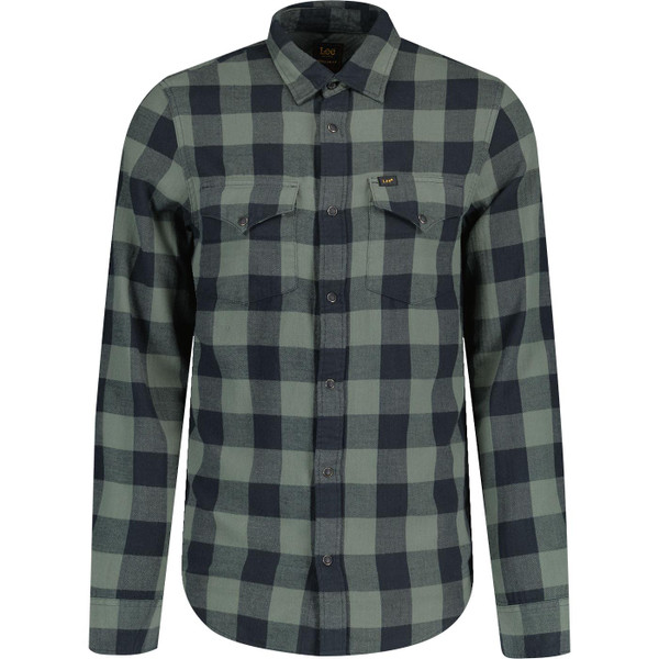 lee jeans mens clean check western long sleeve shirt fort green lee jeans mens clean check western long sleeve shirt fort green